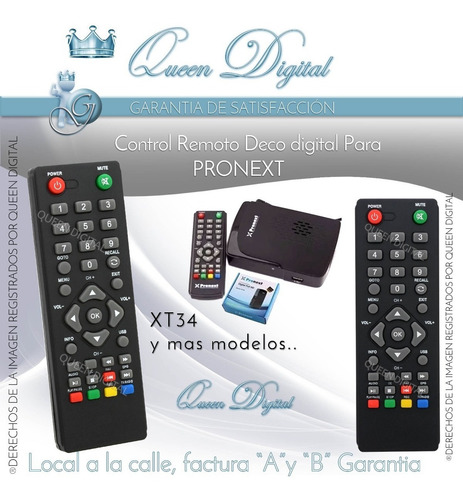 Control Remoto Para Pronext Decodificador Tda Hd Xt34