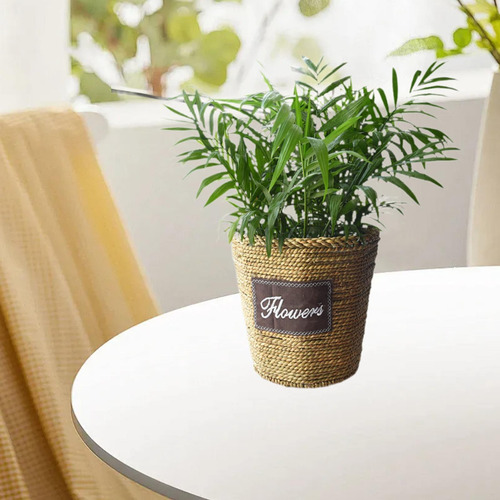 Cesta De Macetero De Tejido De Paja, Contenedor Cilíndrico