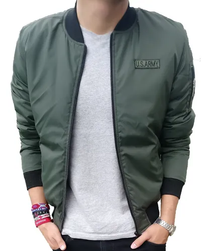 Chaqueta Bomber Color Arena Para Hombre