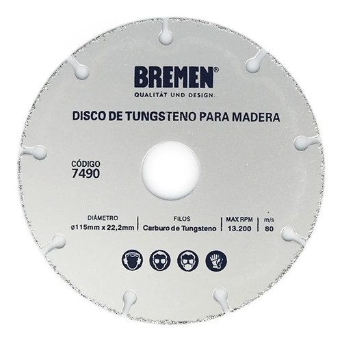 Disco De Corte Amoladora 115mm Bremen 7490 Madera Yeso Clavo