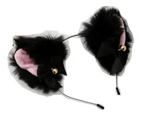 Comprar Orejas De Gato Con Vincha Y Cascabel - Negro Con Rosado