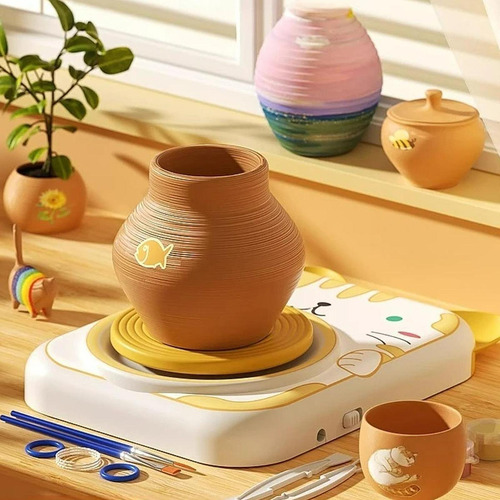 Juego De Torno Eléctrico De Cerámica Para Niños, Kit