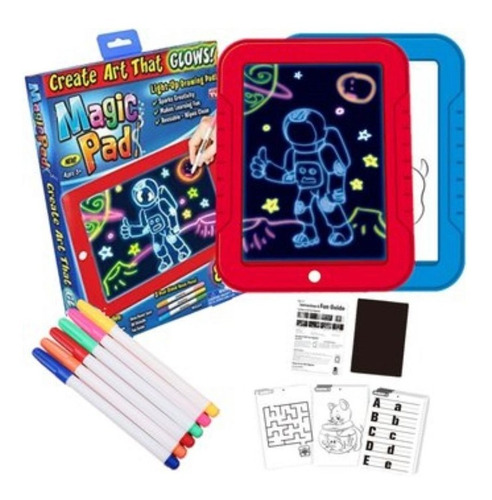 Tablero De Dibujo Luz Led Magic Pad + Marcadores + Plantilla