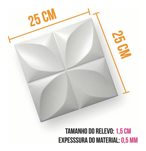 120 Placa 3d Revestimento Adesiva Parede Imita Gesso 25x25cm