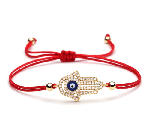 Hermosa Pulsera Hilo Rojo Mano De Fatima Ojo Turco