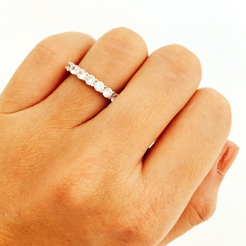 Anillo Medio Sinfin De Plata 925 Rodinada Y Cubic Mod. 10373