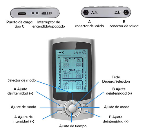 Masajeador Electrónico De Pulso Con 36 Modos Y 12 Unids Alm