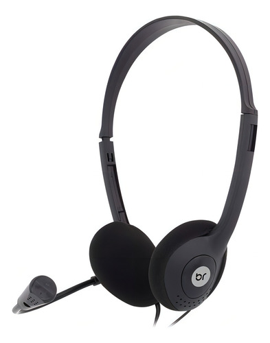 Headset Bright 0010 Office, 100mw, P2, 32ohm, Com Microfone Cor Preto