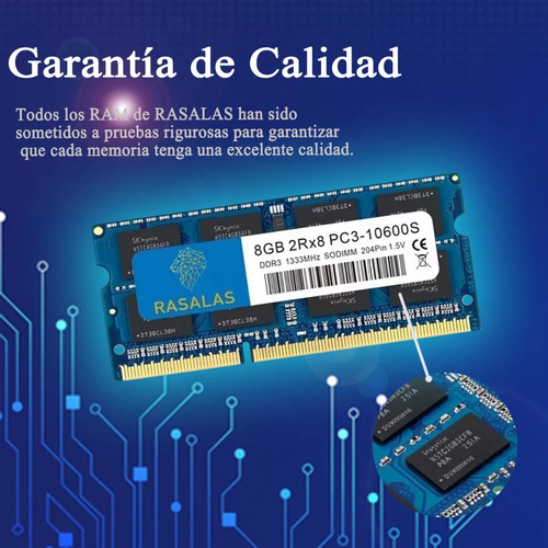 Memoria Ram Rasalas 16gb(2x8gb) Pc3-10600s Ddr3-1333mhz Para Ordenador Portátil Sodimm Gamer 1.5v
