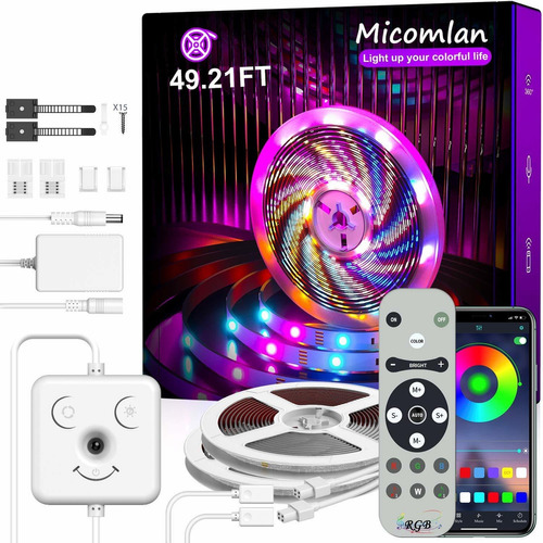 Micomlan Led Strip Lights 49.2 Ft Music Sync Color Changi