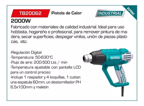 Pistola De Calor 2000w 630°c Digital Maletin Total