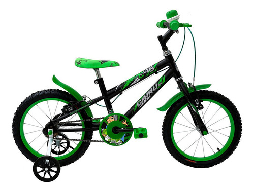 Bicicleta Masculina Aro 16 C-16 Cairu Cor Preto Com Verde