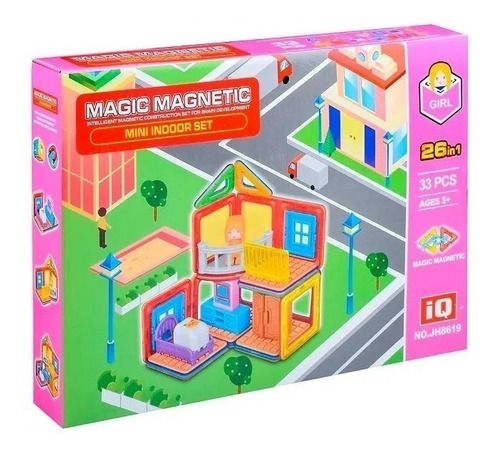 Casa Con Mascota Bloques Magnéticos Magic Juego Imanes 33 Pz