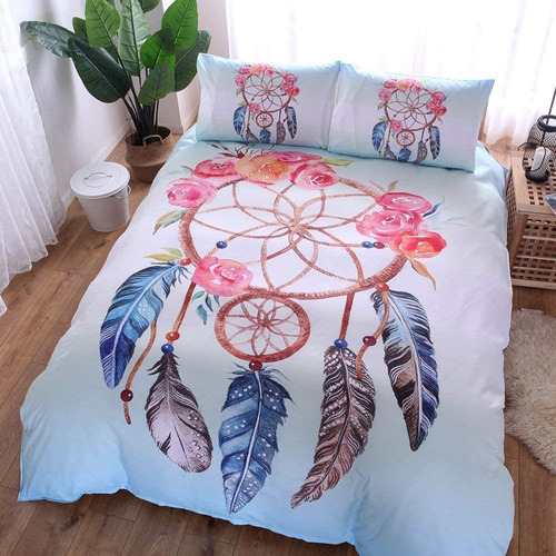 Dreamcatcher Duvet Cover Set Full Size, Vintage Feather...