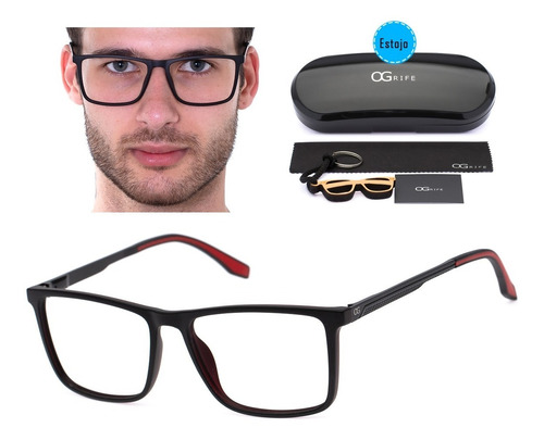 Armação Oculos Ogrife Og 1118-c Com Lente Sem Grau Masculino