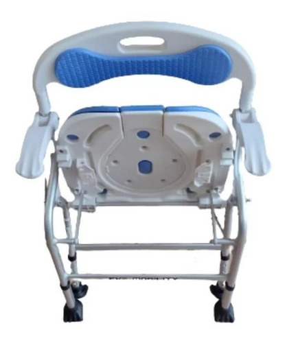 Silla Comodo Ducha Con Descansabrazos De Lujo Aluminio Azul