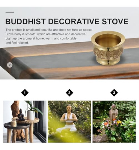 Quemador Incienso Buda Cobre Ofrenda Meditación Dorado Budis