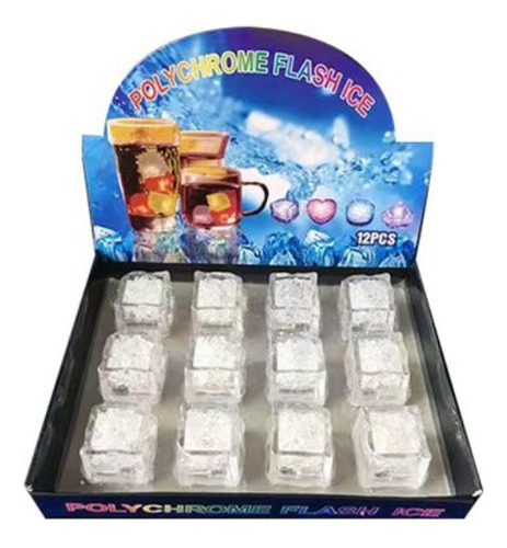 12 Cubos Hielo Led Luminosos Multicolor Fiesta Bebidas Bodas