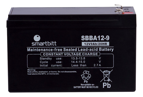 Bateria 12v9ah Smartbitt Cctv Ups Alarmas Controles Electric