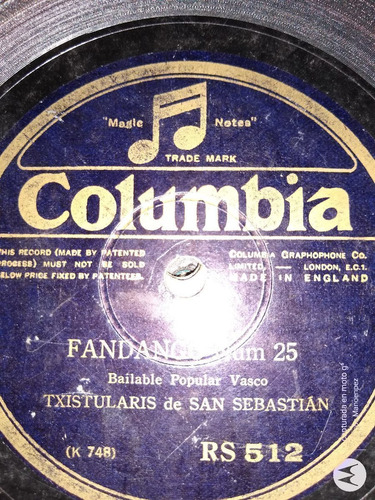 Pasta Txistularis San Sebastian Columbia C117