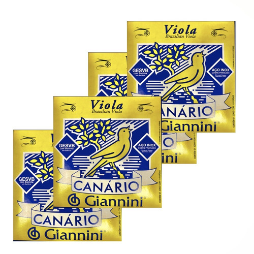 Kit 4 Encordoamento Giannini Canario Para Viola C/ Bolinha