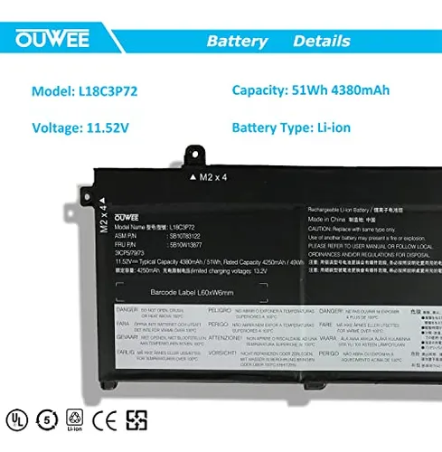 Bateria L18c3p72 Para Lenovo Thinkpad T490 T495 P43s Ver Mod