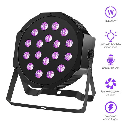 Cañon De Leds 18x3 Par Audio Rítmico Fiestas, Multicolor