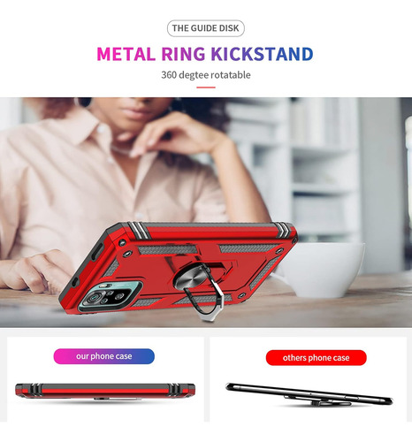 Funda Uso Rudo Para Redmi Note 10/10s Carcasa+mica+lente Rojo Redmi Note 10 4g/note 10s/xiaomi Poco M5s