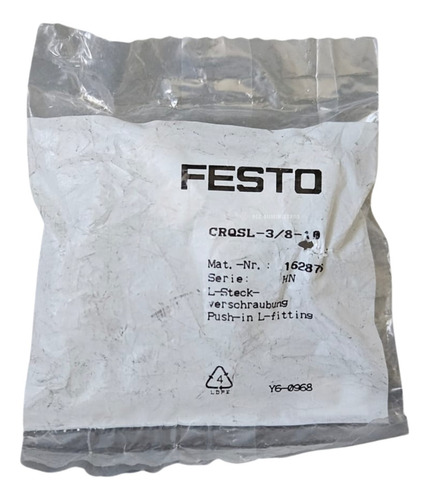 Festo 162876 , Crqsl-3/8-10, L Conector Tornillo