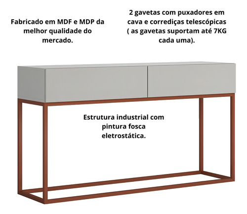 Aparador Eros Buffet Cantinho Do Café Ideal Para Frigobar Hall De Entrada Escritório Cor Off White Pés Cobre