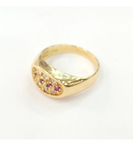Anillo Tipo Sello Oro 18kts Cubics 4,3grs N°14 Brumat