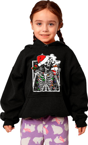 Sudadera Infantil Negra Navideña De Esqueleto Navideño