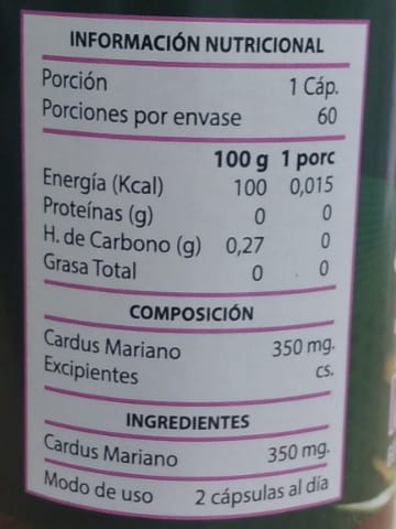 Imagen 2 de 2 de Silymarin 60 Cápsulas Protector Hepático Higado Graso