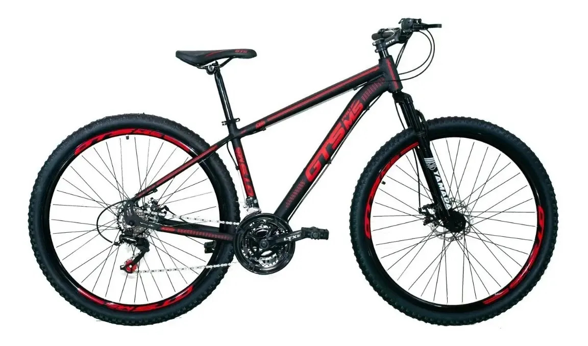 Bicicleta Gts Pro M5 Techs Aro 29 Freios À Disco 24 Marchas Cor Preto/vermelho Tamanho Do Quadro 21