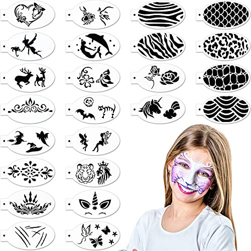 24 Piezas De Plantillas De Pintura Facial, Plantillas D...