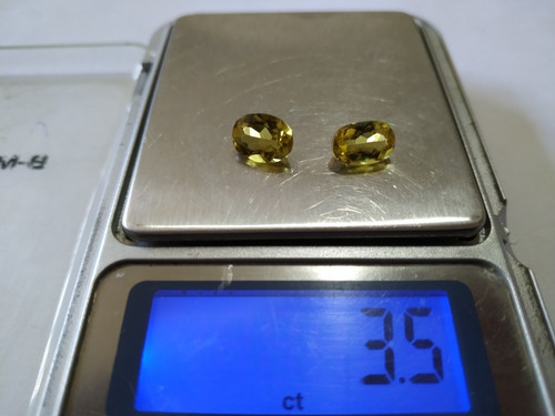 Berilo, Heliodoro Amarelo Extra Natural 02 Ovais 3,5 Ct. Amarelo Forte