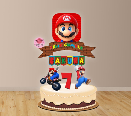 Imagen 2 de 7 de Super Mario Bros Cake Topper Adorno Para Tortas