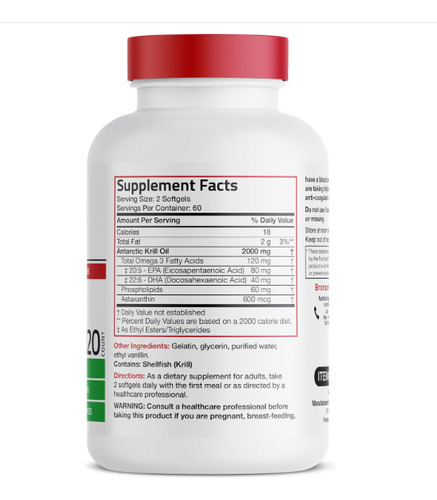 Aceite De Krill Antártico 2000 Mg Bronson 120 Softgel Sabor Sin Sabor
