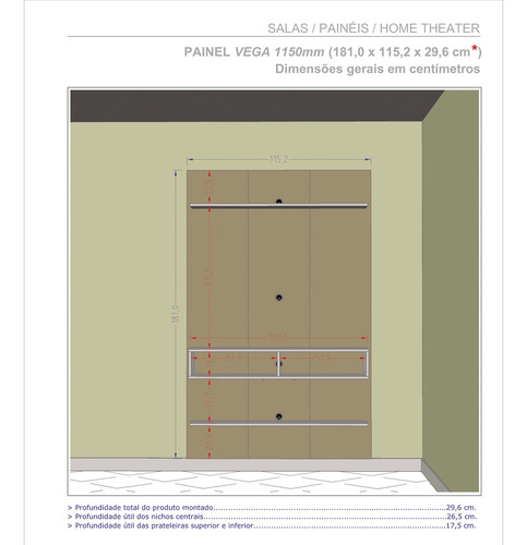 Painel Vega Para Tv De 47 Polegadas - Preto Fosco