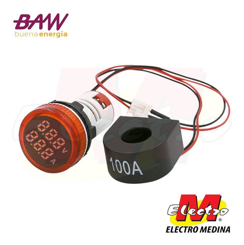 Ojo De Buey Voltimetro Amperimetro Rojo Baw Electro Medina