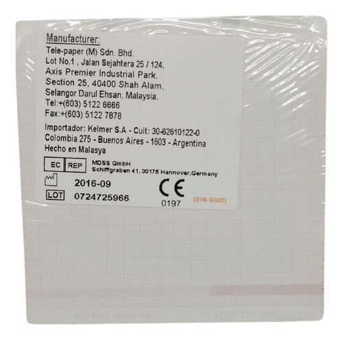 Papel Ecg Para Monitoreo Fetal 90x90 Alpha Paper X 10uds