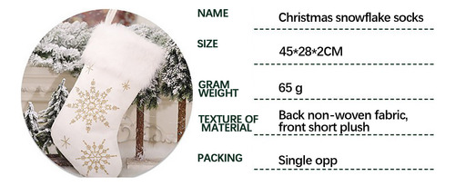 Adornos Navideños Cortos Blancos Con Copos De Nieve Bordados
