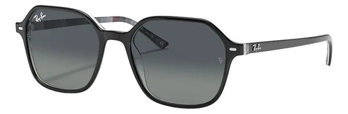 Óculos de sol Ray-Ban John Standard armação de acetato cor polished black, lente light grey de cristal degradada, haste polished black de acetato - RB2194