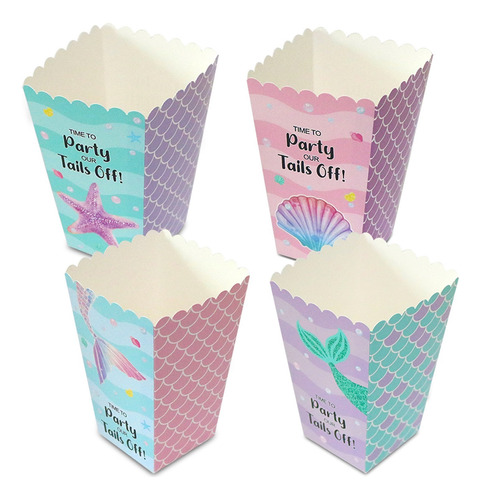 Caja De Palomitas De Maíz For Fiesta De Sirena Con Temática