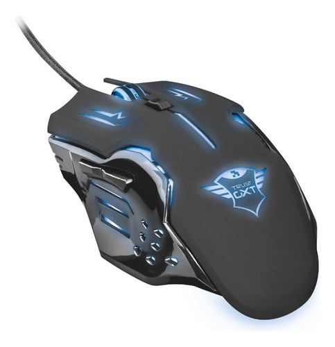 Mouse Gamer Trust Rava Gxt 108 Negro Iluminado Cable