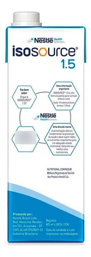 Kit 2x Isosource 1.5 Nestlé - Sem Sabor - 1 L Cada - Oferta