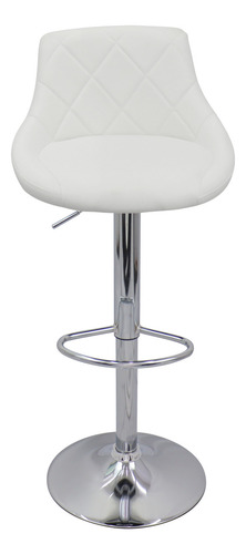 Taburete de bar Milano Carmel, cómodo taburete de cocina alto con ajuste, acabado con estructura de metal, color: blanco, blanco