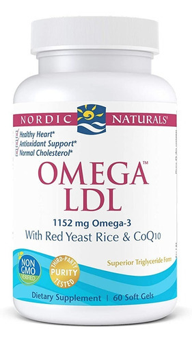 Omega Ldl Nordic Naturals 1152mg Antioxidante 60 Cápsulas Sabor Sin Sabor