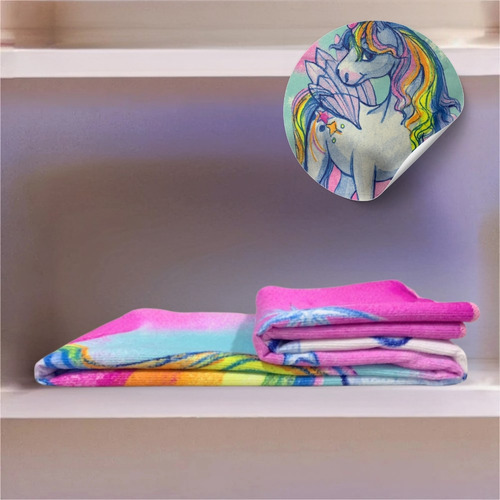 Pack 2 Toalla Jumbo Infantil Licencia Vero Hogar Microfibra Color Unicornio Estampado