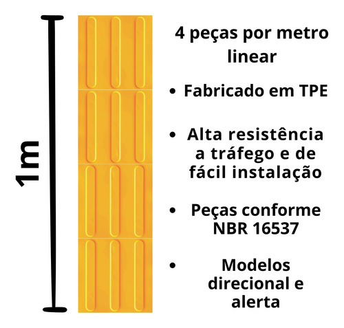 Piso Tátil Alerta E Direcional - 25 X 25cm Kit Com 40 Unid